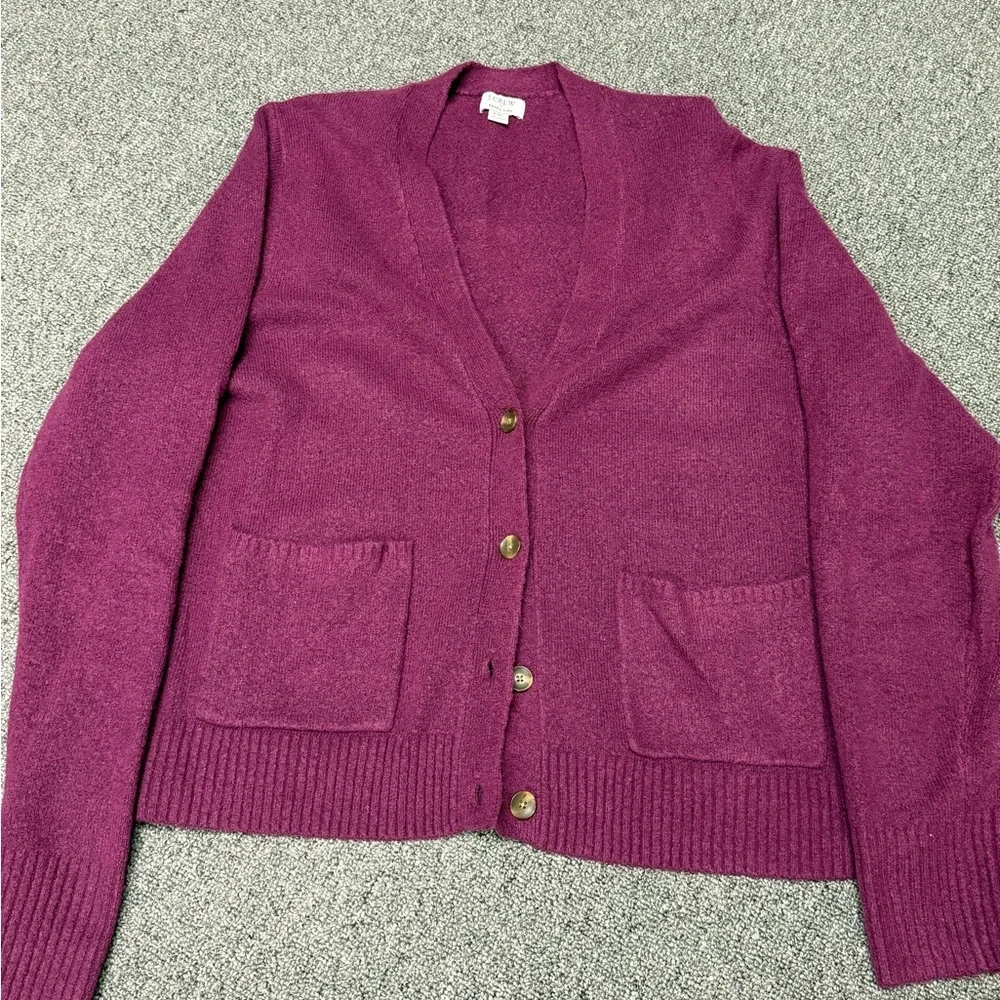 J. Crew Magenta Extra Soft Cardigan Sweater - Picture 3 of 3